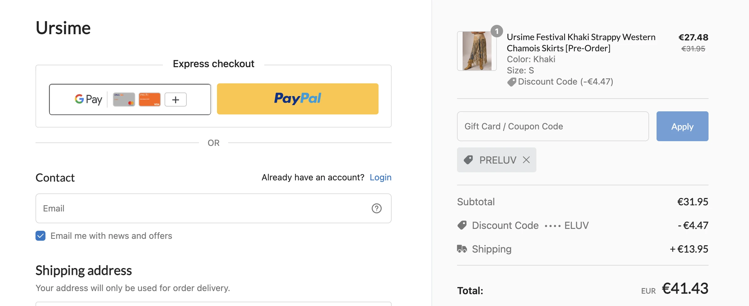 Use Discount Code PRELUV for 14% OFF Sitewide at ursime.com